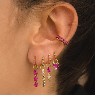 Colorful Zircon Geometric Copper Plating 18K Gold