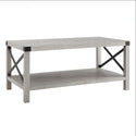 Farmhouse Metal-X Coffee Table With Lower Shelf Stone Grey