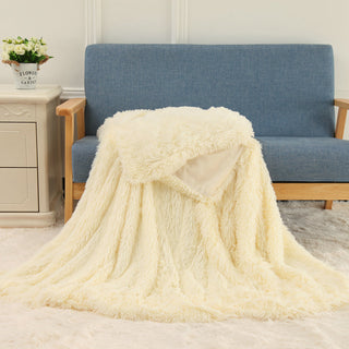 Buy creamy-yellow Plush Blanket Double-layer Blanket Multifunctional