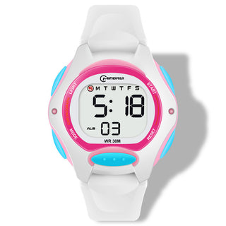 Buy white-waterproof Electronic Watch Girls&#39; Sports Waterproof Luminous Alarm Clock Exam