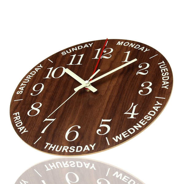 Luminous Wood Grain Wall  Simple Living Room Clock