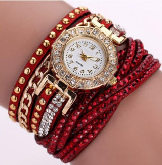 Buy red Fashion Ladies Twist Braided Quartz Watch