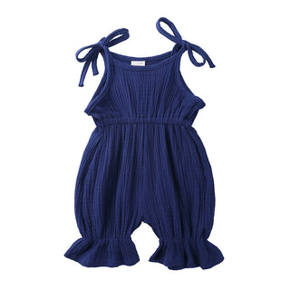 Buy navy-blue New Arrivals Newborn Toddler Baby Girls Sleeveless Solid Romper Jumpsuit Outfit