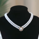 Retro Court Rhinestone Pearl Necklace Ear Stud Women's Simple