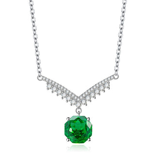 Buy green Octagonal Millennium Rose Cut Necklace High Carbon Diamond