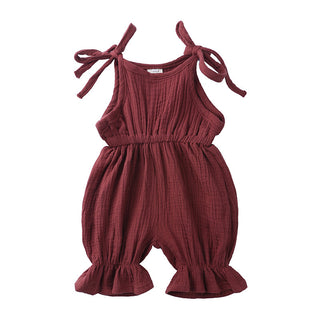 Buy red New Arrivals Newborn Toddler Baby Girls Sleeveless Solid Romper Jumpsuit Outfit