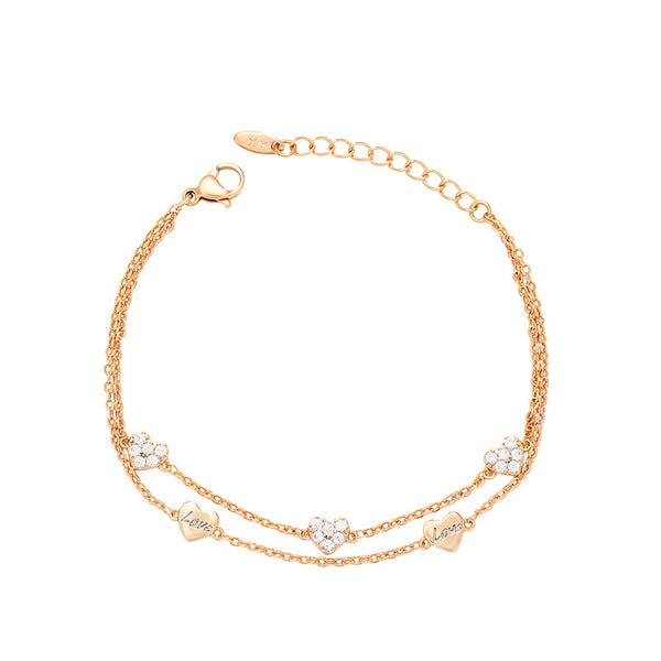 Alloy Gold Plated Heart Bracelet Personality Double Layer Light Luxury And Simplicity Ins