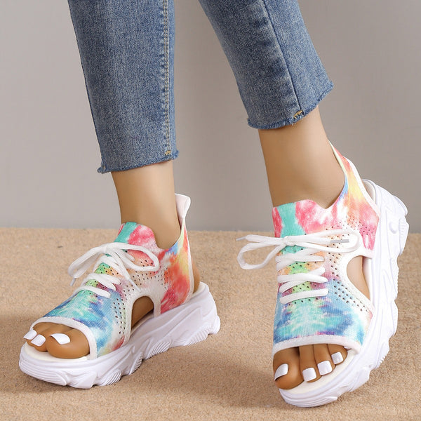 Women Print Lace-up Sports Sandals