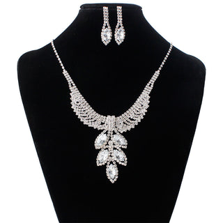 Buy white Bridal Jewelry three sets of Korean Wedding Necklace, earring set, Rhinestone Wedding dress accessories, wedding jewelry wholesale