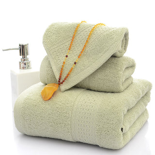 Buy bean-paste-green Three-piece bath towel set