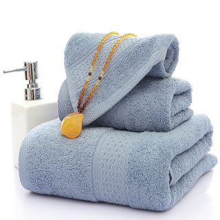 Buy blue-grey Three-piece bath towel set