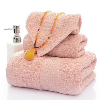 Buy pink Three-piece bath towel set