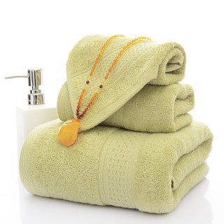 Buy grass-green Three-piece bath towel set