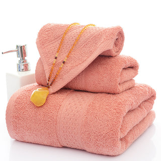 Buy rose-red Three-piece bath towel set