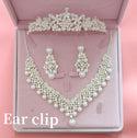 Hot bridal jewelry three sets of Korean big crown Wedding Pearl Necklace Set wedding accessories wholesale