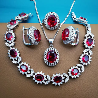 Buy red Luxury Temperament Wild Jewelry Suit