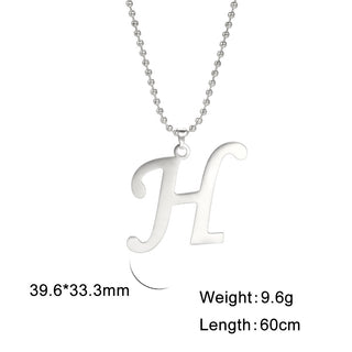 Buy h Polished Cut Steel Color 26 Letters Pendant Stainless Steel Necklace