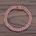 8mm Three Zircon Cuban Bracelet Women's Hip Hop