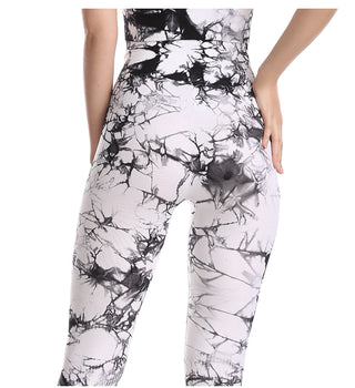 Buy black-and-white Women Tie Dye Leggings Fitness Yoga Pants