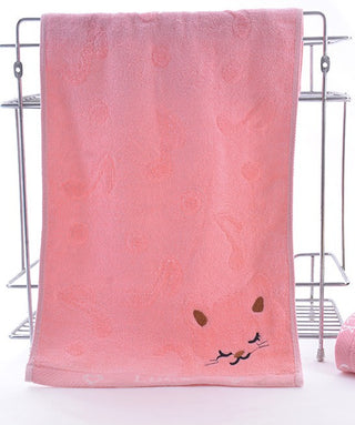 Buy pink Bamboo Fiber Kitten Face Bath Towels