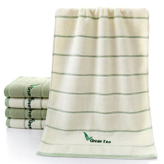 Buy greenish-white Pure Cotton 32 Strand Embroidered Face Washing Towel