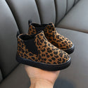 Leopard print and velvet ankle boots