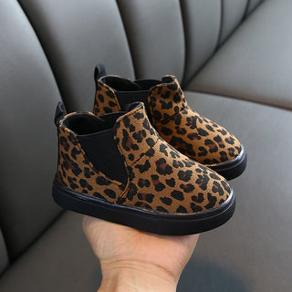 Buy brown Leopard print and velvet ankle boots