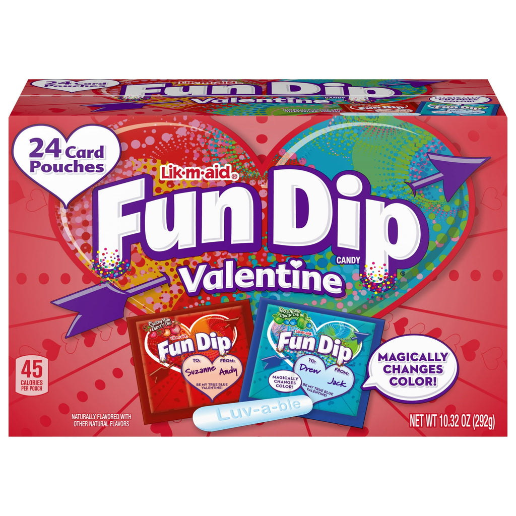 Fun Dip Valentines Day Candy Friendship Exchange Variety Box, 10.32 oz, 24 Pouches