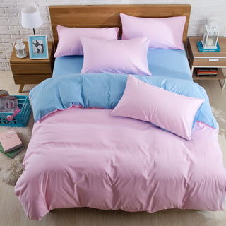 Buy pink-blue Brushed plain bedding