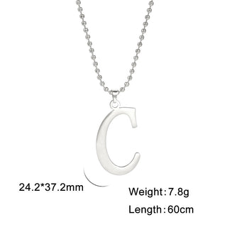 Buy c Polished Cut Steel Color 26 Letters Pendant Stainless Steel Necklace