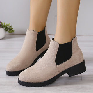 Buy beige Women&#39;s Fashion Personality Chunky Heel Ankle Boots