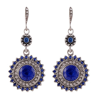 Buy ancient-silverroyal-blue Vintage Ethnic Bohemian Sun Flower Earrings