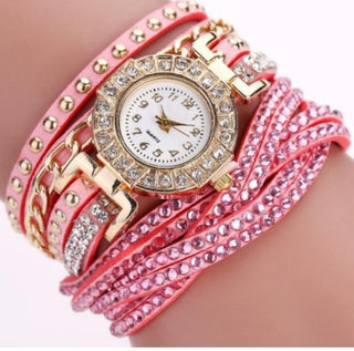 Buy pink Fashion Ladies Twist Braided Quartz Watch