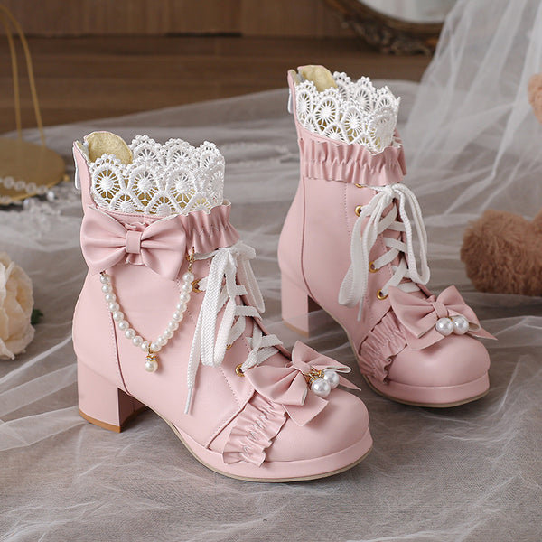 Sweet Bow Beaded Women's Boots