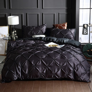 Buy black Three-piece Solid Color Bed Sheet Duvet Cover