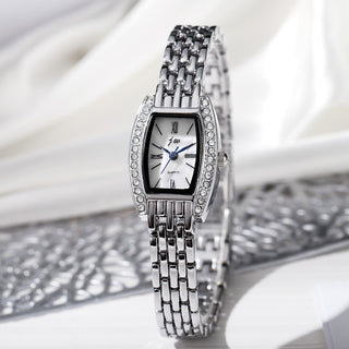 Buy silver-streak-white-plate Women&#39;s Bucket-shaped Square Fashion Watch