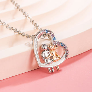 Buy silver Love Couple Necklace With Colorful Rhinestones Fashion Creative Heart-shaped Necklace For Valentine&#39;s Day Gift