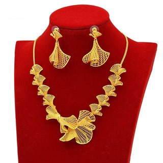 Buy tl19l206 Gold Flower Necklace And Earrings Suite Brass Gold Plated Wedding Jewelry Batch