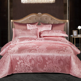 Buy jade-color European Light Luxury Wedding Satin Jacquard Four-piece Set