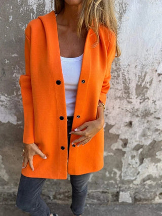 Buy orange Women&#39;s Single-Breasted Cardigan Fashion Loose Solid Color Jacket