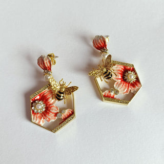 Buy stud-earrings-b-style Sweet Romantic Flower Bee Earrings Eardrops Female