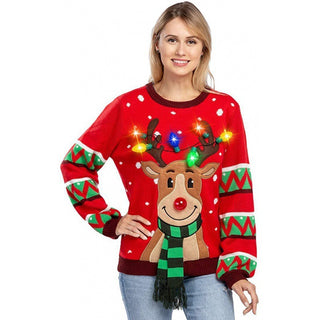 Buy red Christmas Elk Sweater Novel Christmas Atmosphere Sweater