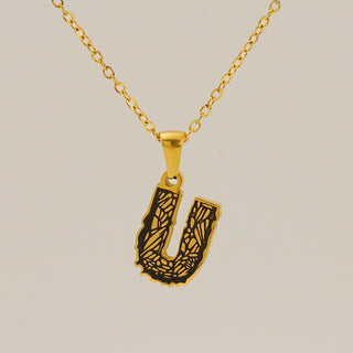 Buy gold-u Letter Necklace Titanium Steel No Fading Women