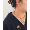 Exaggerated Alloy Gold Spider Pendant Necklace