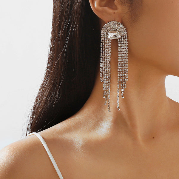 Women's Fashion Temperament Long Fringe Earrings