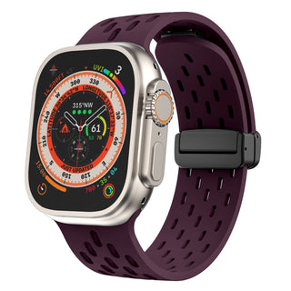 Buy purple Mesh Magnetic Buckle Silicone Strap Iwatch Strap