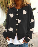 Women's Heart Sweater Single Breasted Cardigan