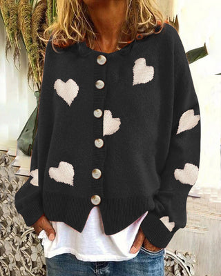 Women's Heart Sweater Single Breasted Cardigan