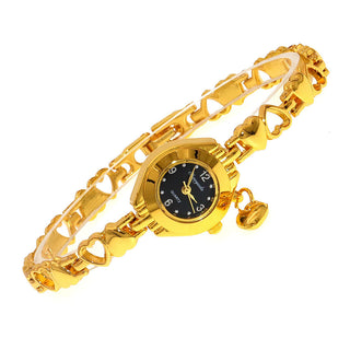 Buy gold-black Hollow Heart Solid Bracelet Quartz Watch