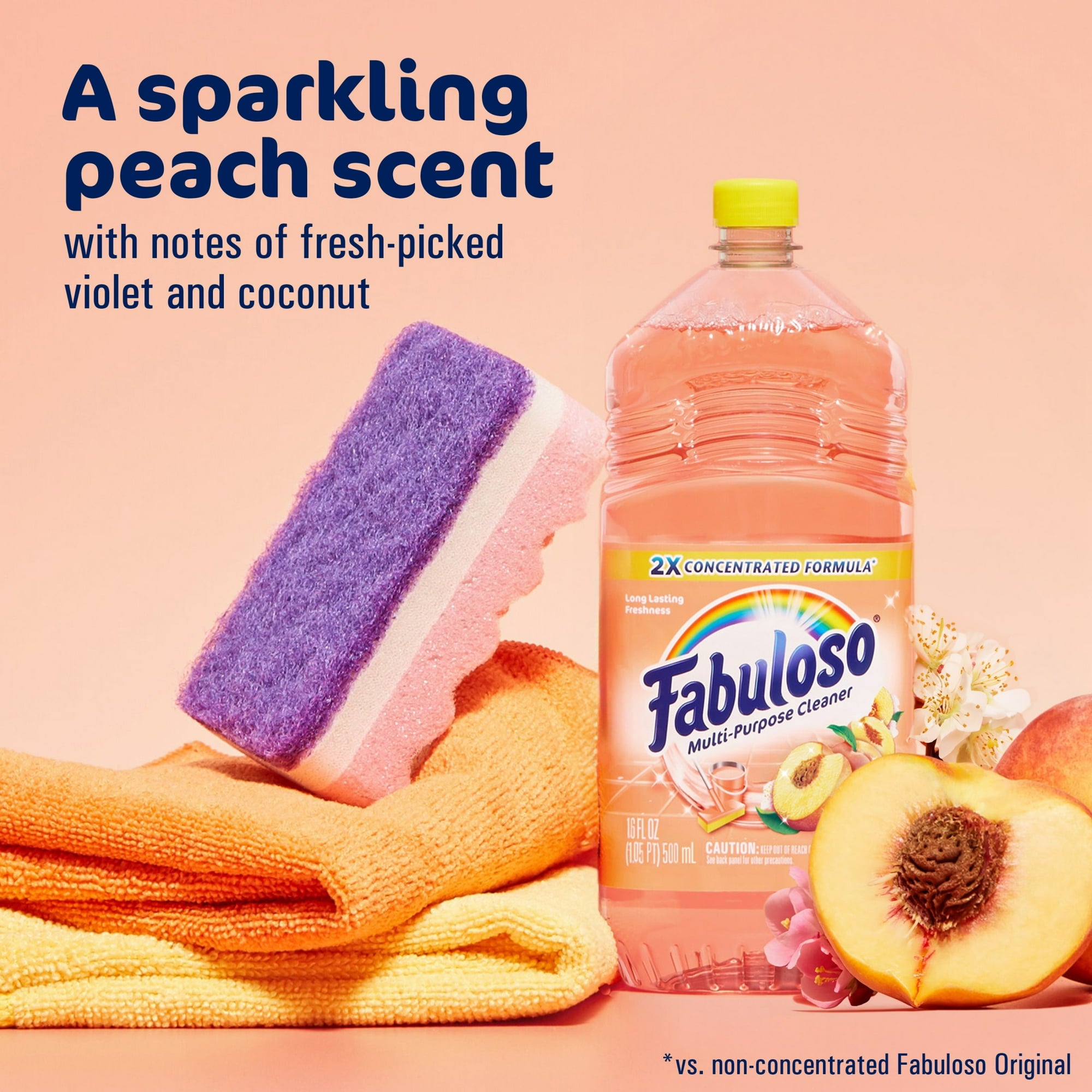 Fabuloso Multi-Purpose Cleaner, 2X Concentrated Formula, Floor Cleaner, Peach Scent, 16.9 fl oz